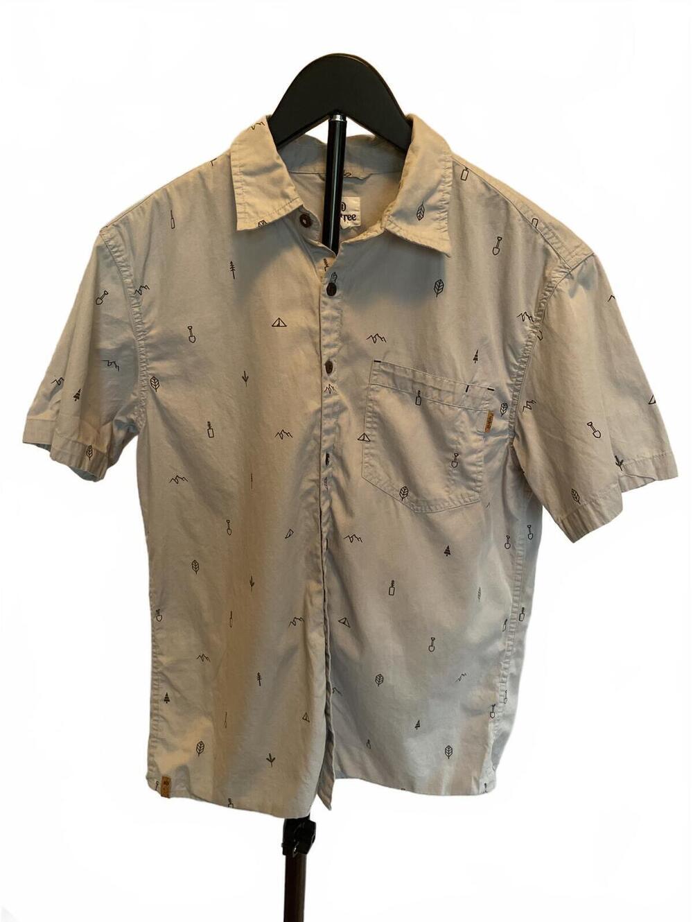 Tentree Men's Mancos Shirt Greige Short Sleeve Collared Small Mountains Recycled